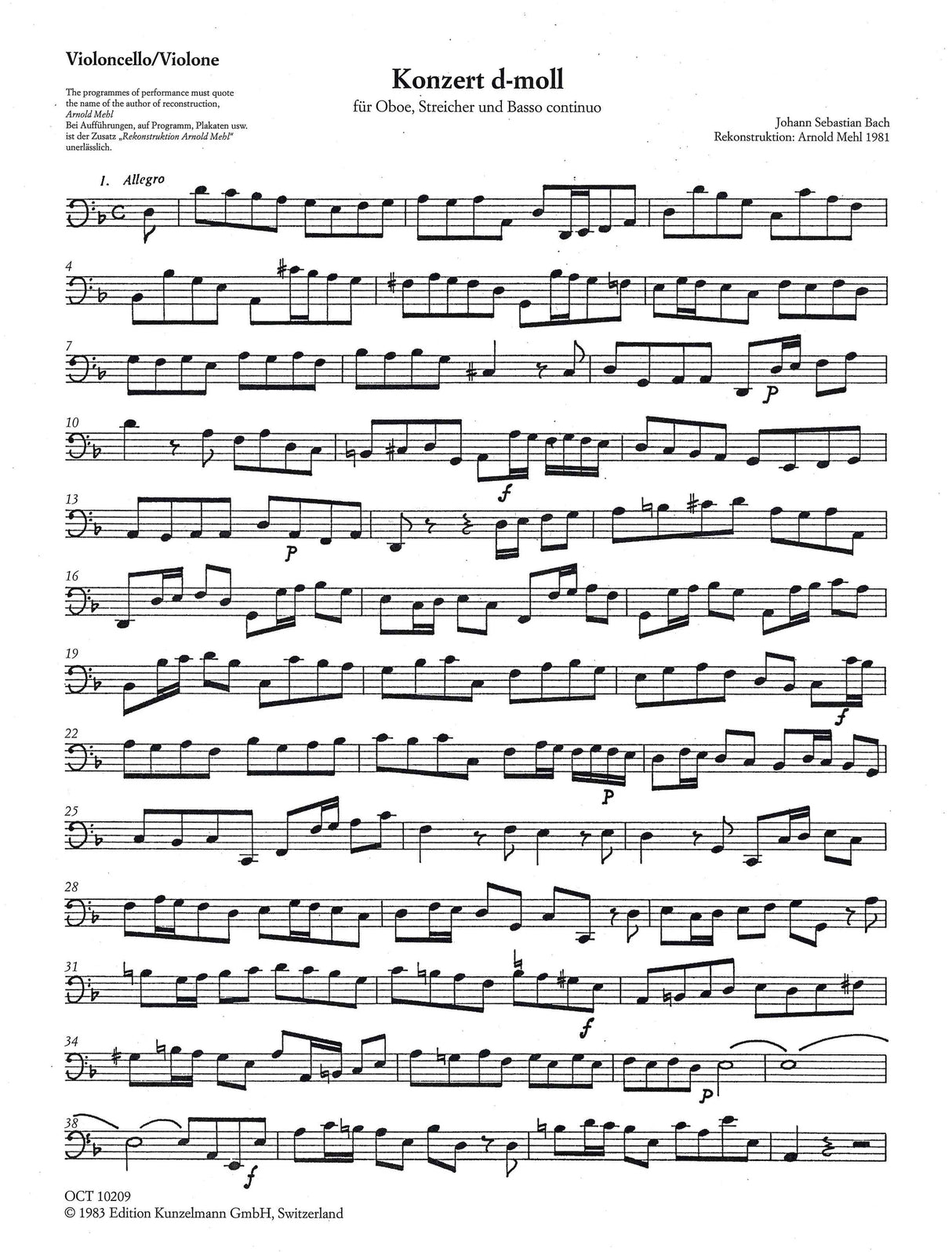 Bach: Oboe Concerto in D Minor, BWV 1059R