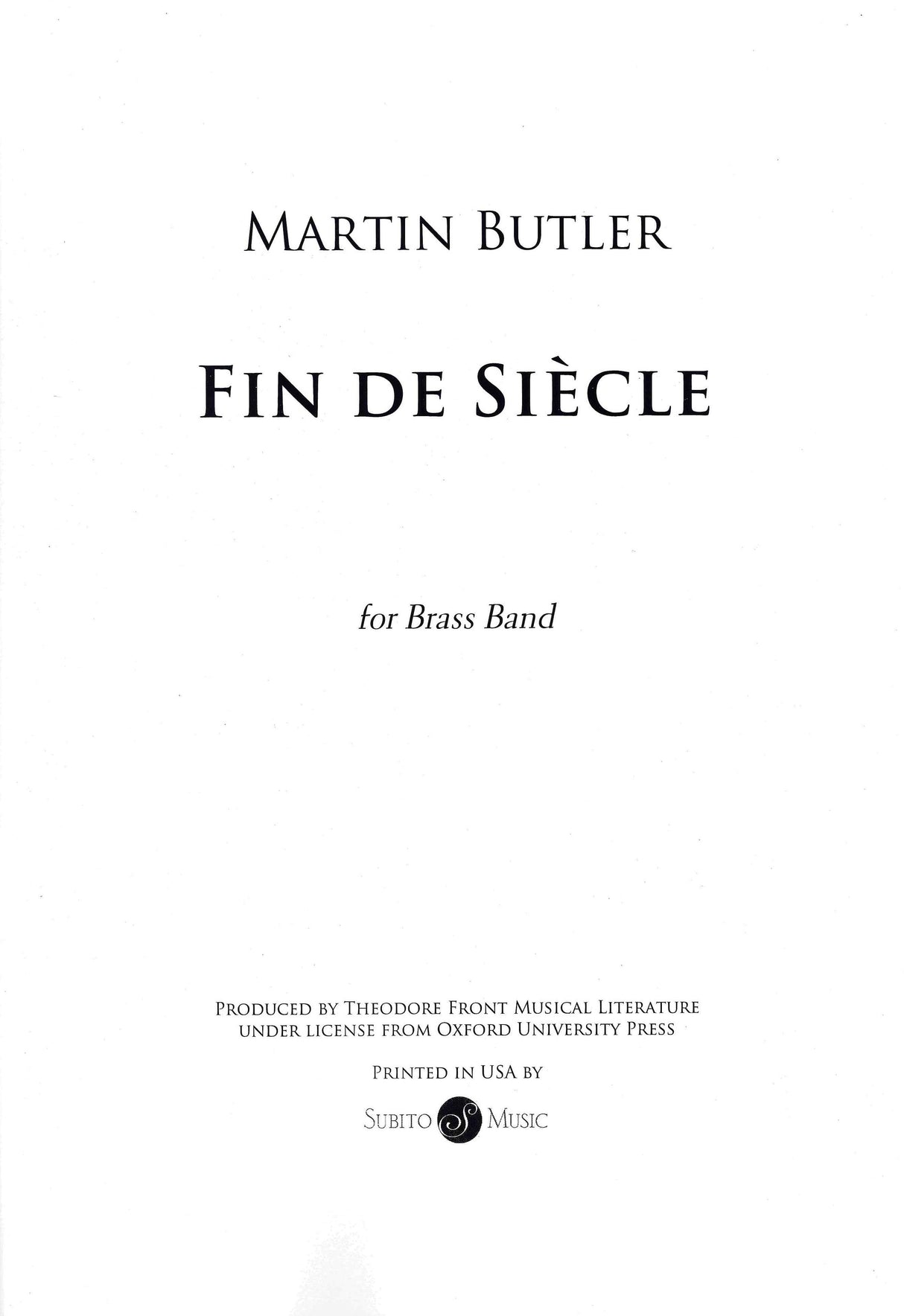 Butler: Fin De Siecle (Version for Brass Band)
