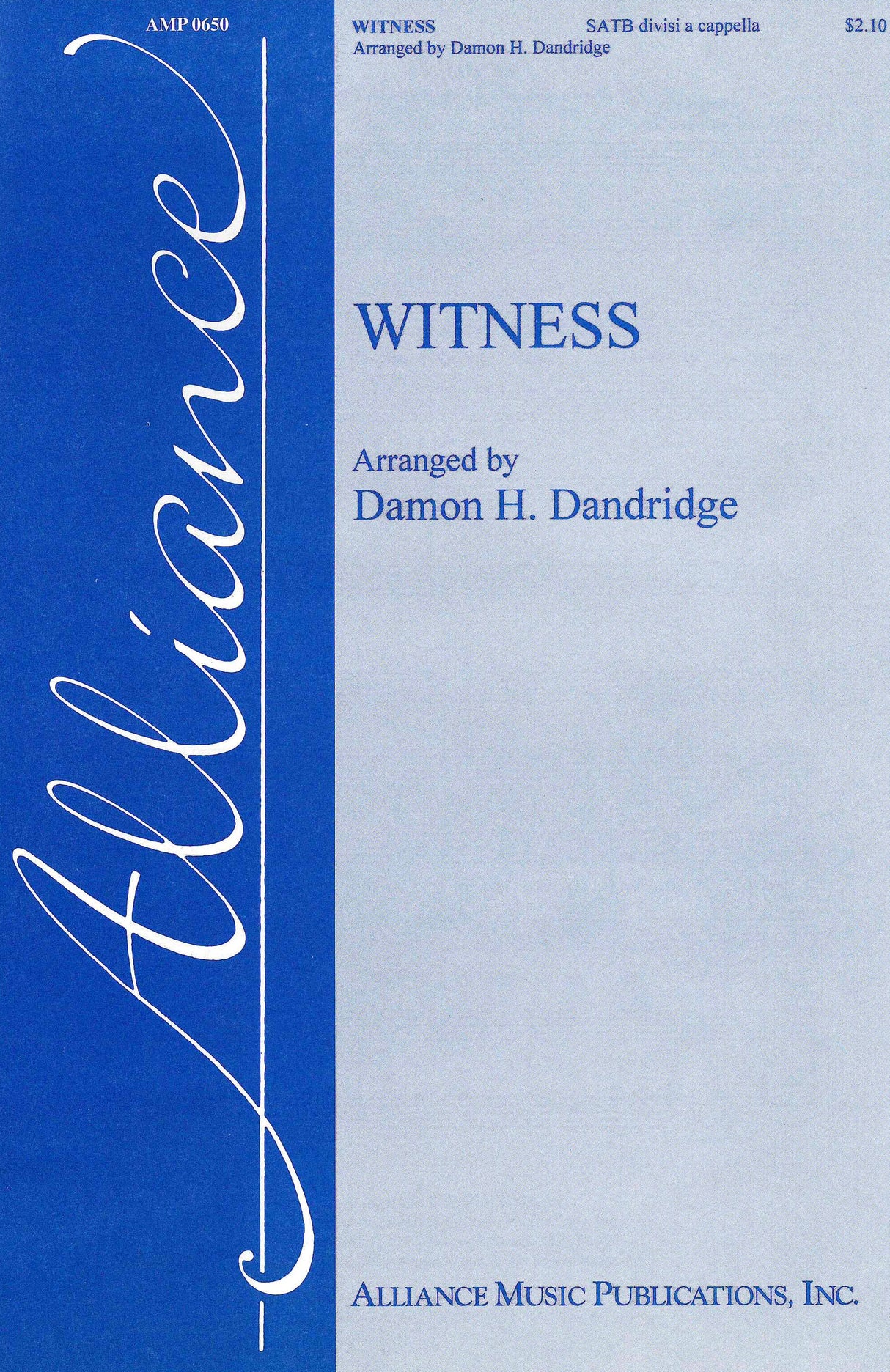 Witness (arr. for SATB)