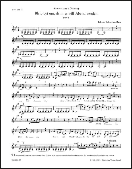 Bach: Bleib bei uns, denn es will Abend werden, BWV 6