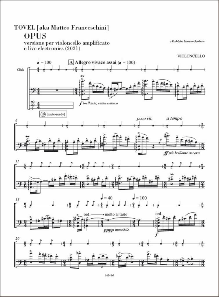 TOVEL: OPUS (Version for Cello & Electronics)