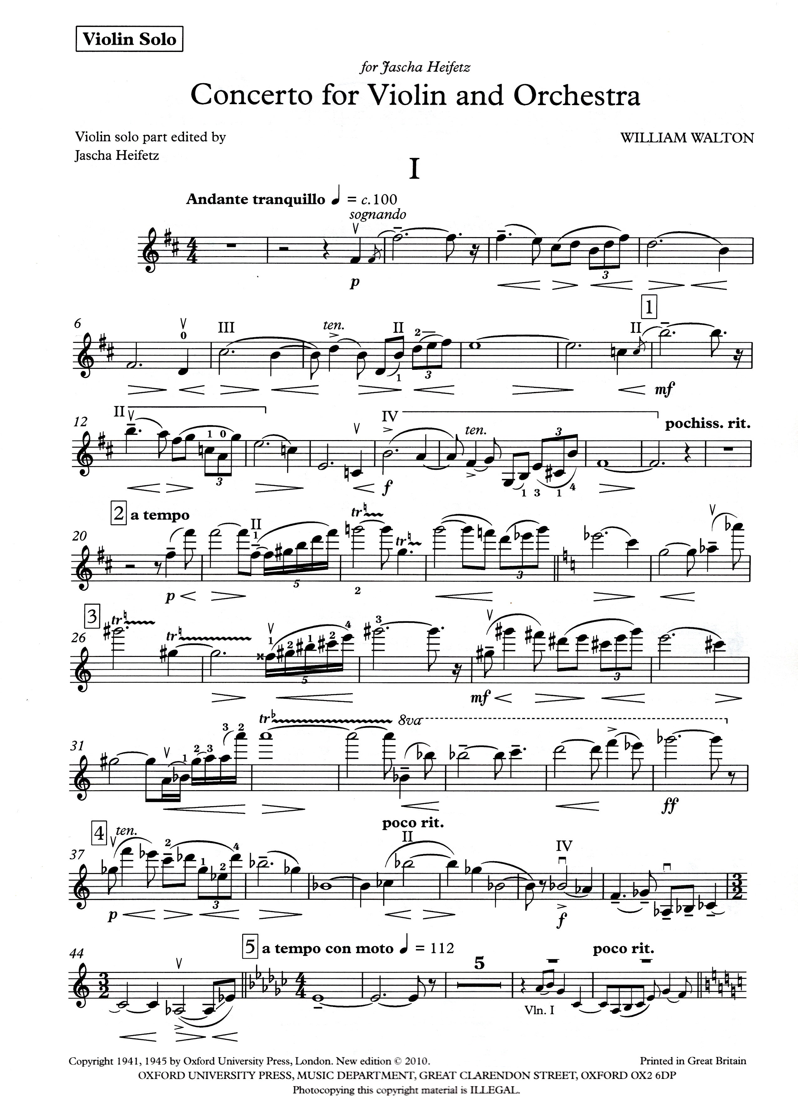 Walton: Violin Concerto – Ficks Music