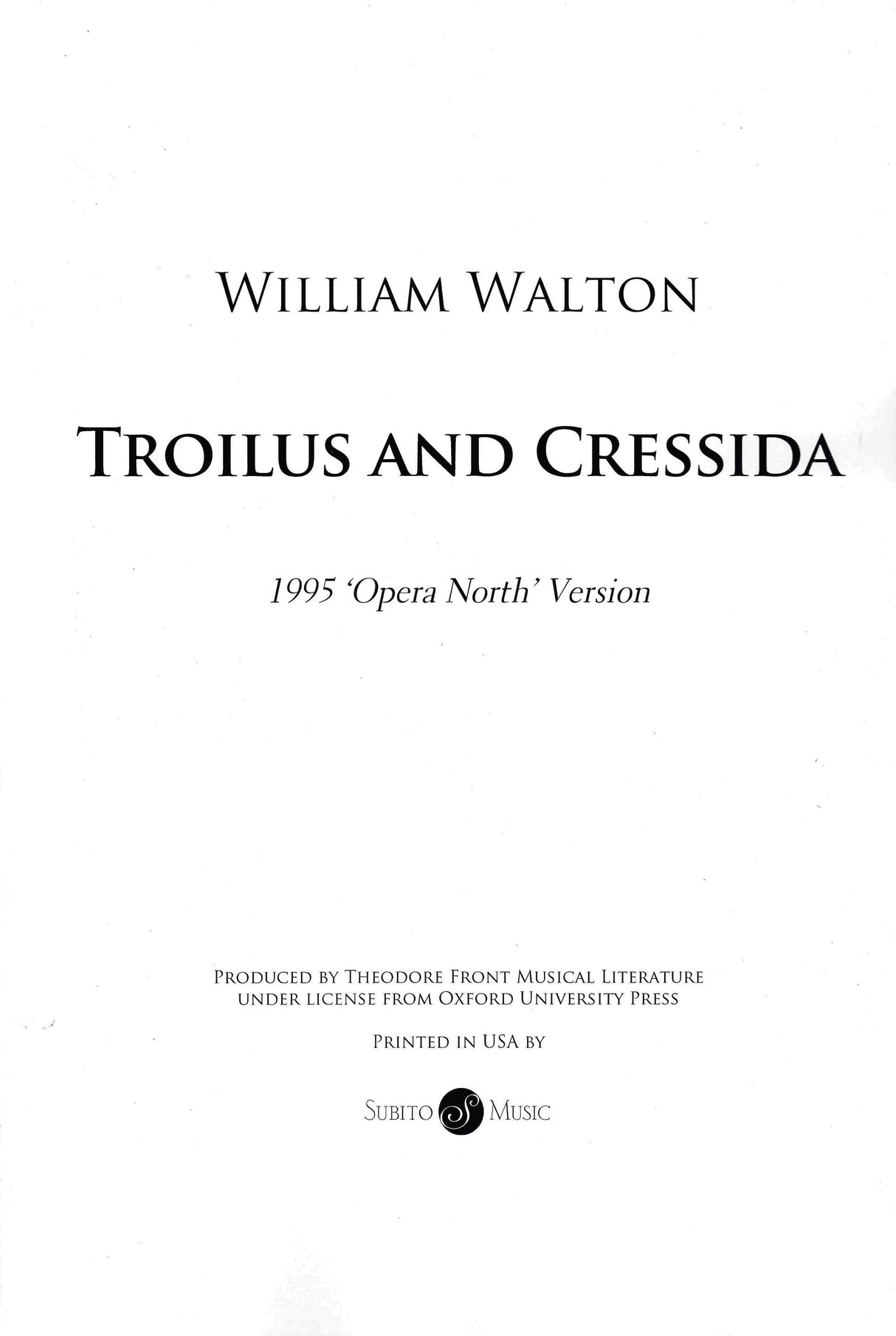 Walton: Troilus and Cressida