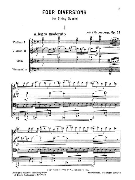 Gruenberg: 4 Diversions, Op. 32