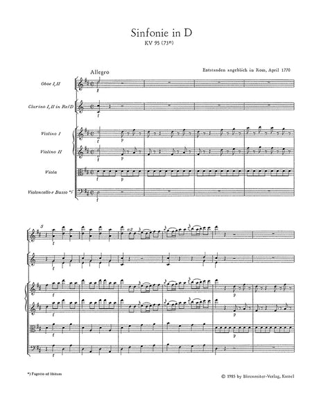Mozart: Symphony No. 45 in D Major, K. 95 (73n)