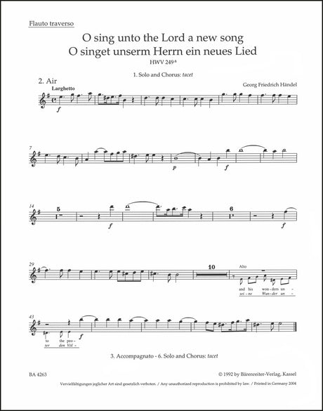 Handel: O sing unto the Lord a new song, HWV 249a