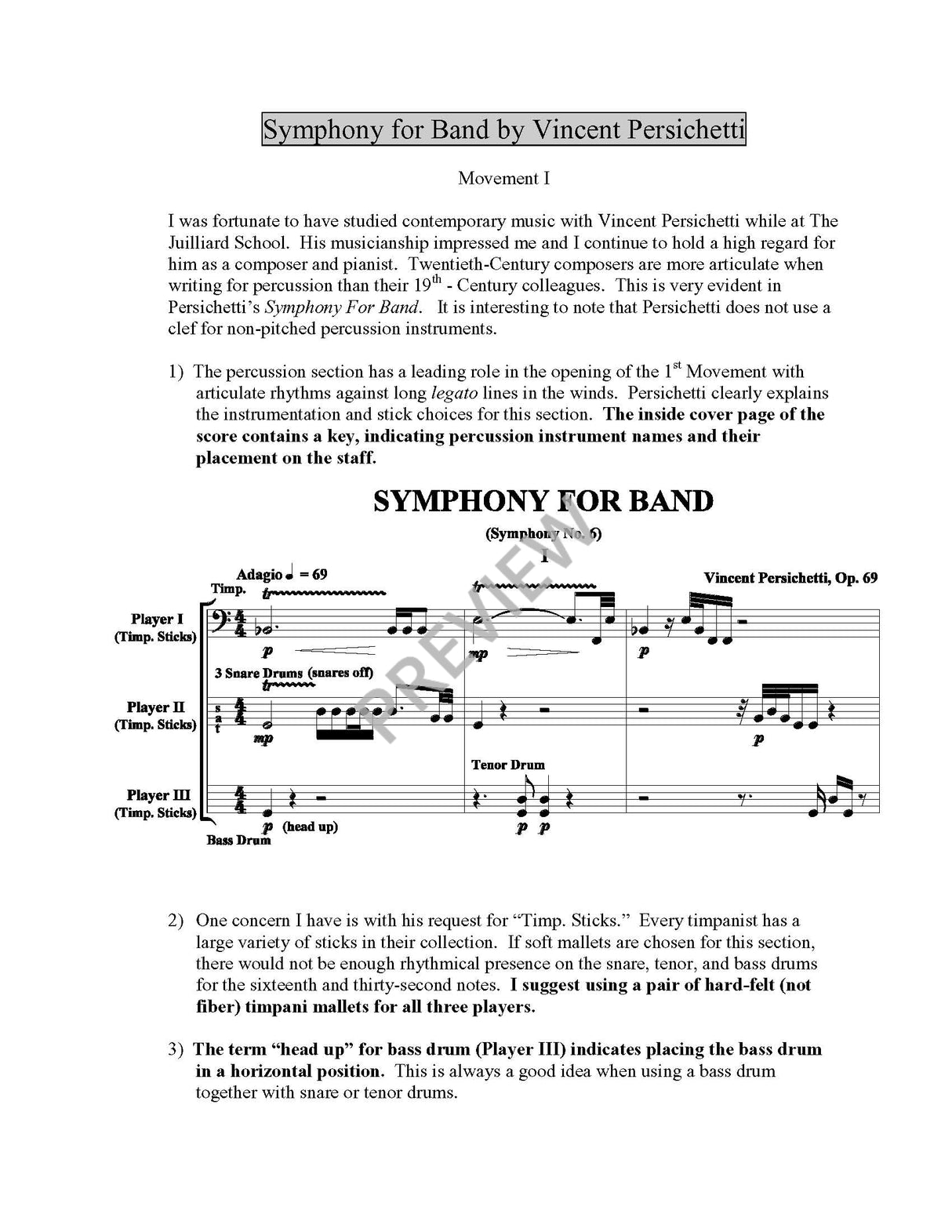 On Musical Interpretation in Percussion Peformance