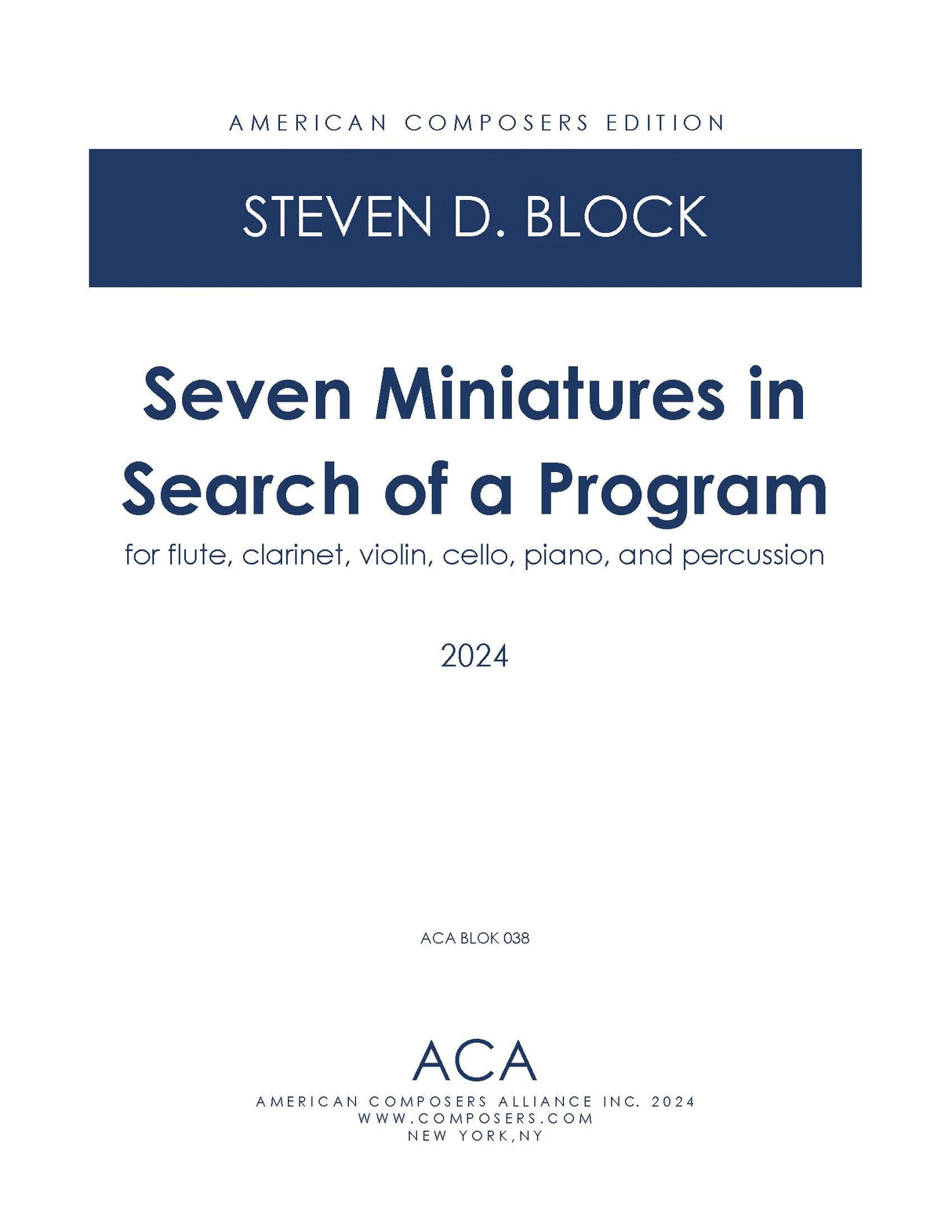 Block: 7 Miniatures in Search of a Program
