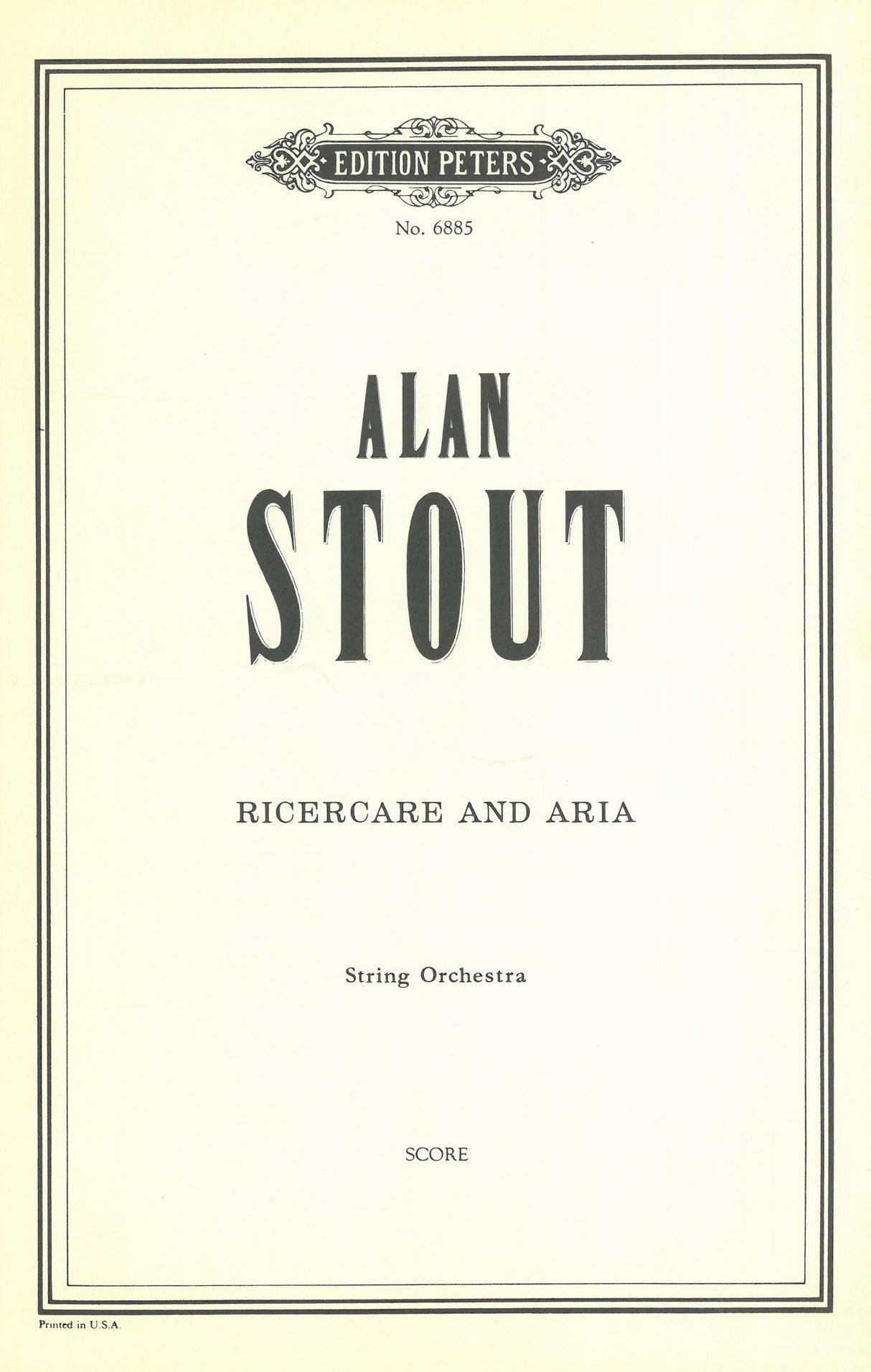Stout: Ricercare and Aria