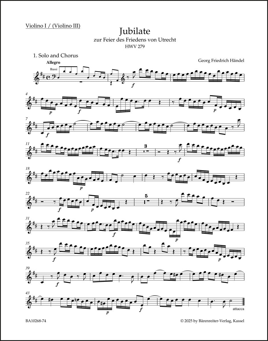 Handel: Jubilate zur Feier des Friedens von Utrecht, HWV 279