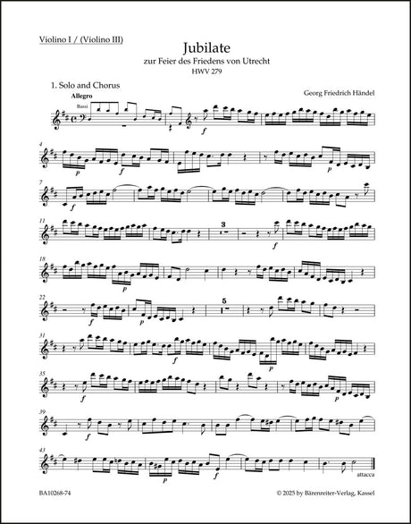 Handel: Jubilate zur Feier des Friedens von Utrecht, HWV 279