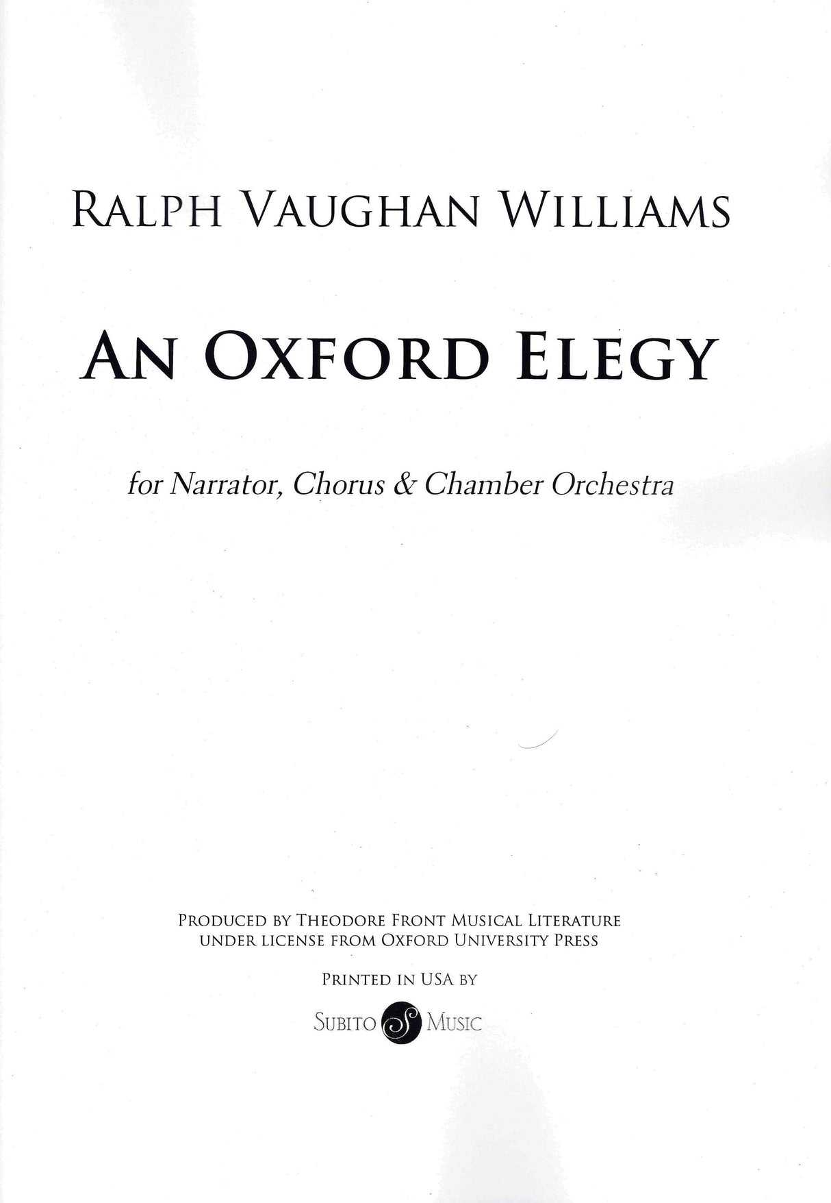 Vaughan Williams: An Oxford Elegy