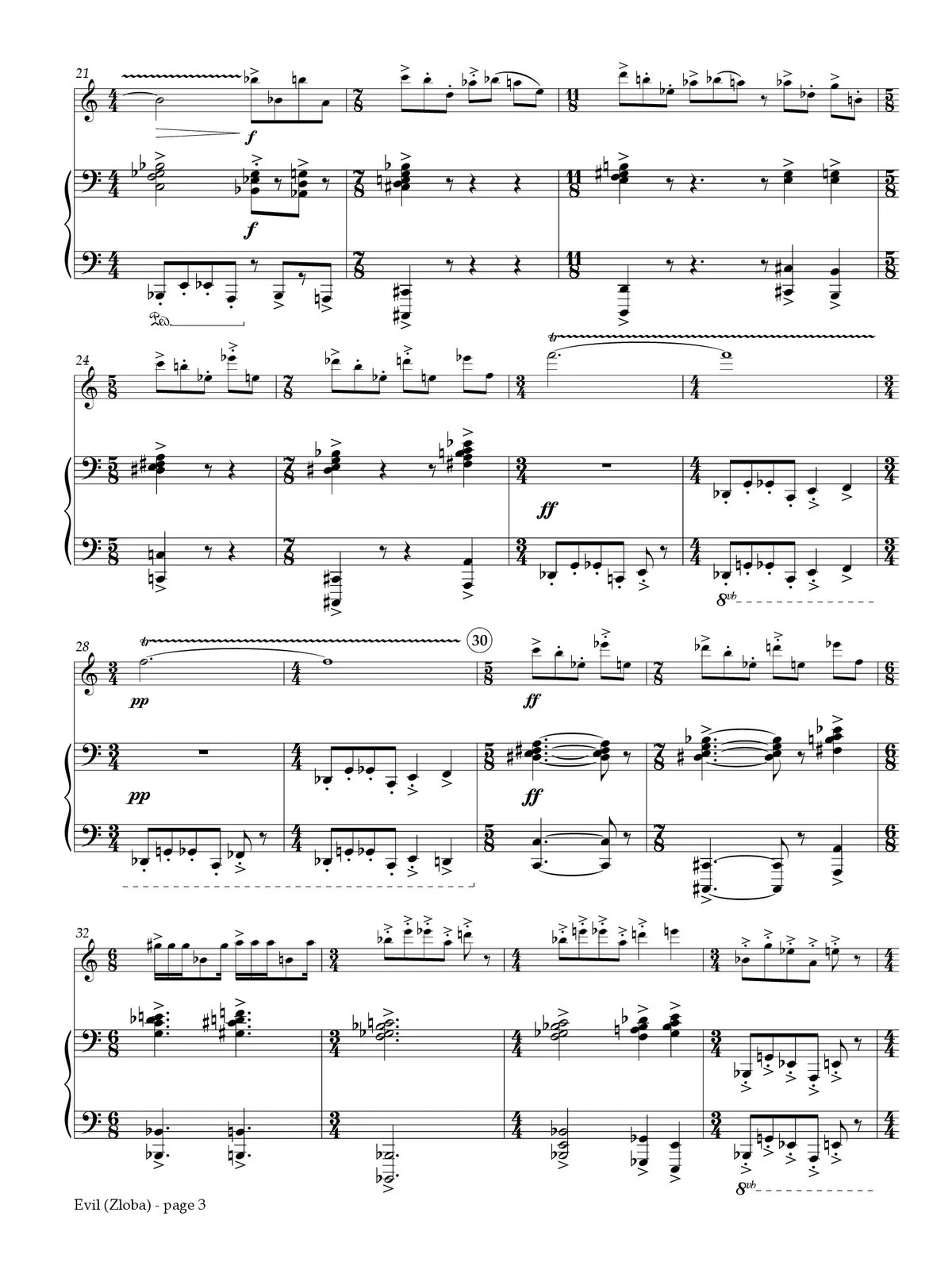 Rozman: Evil (Zloba) for Flute and Piano