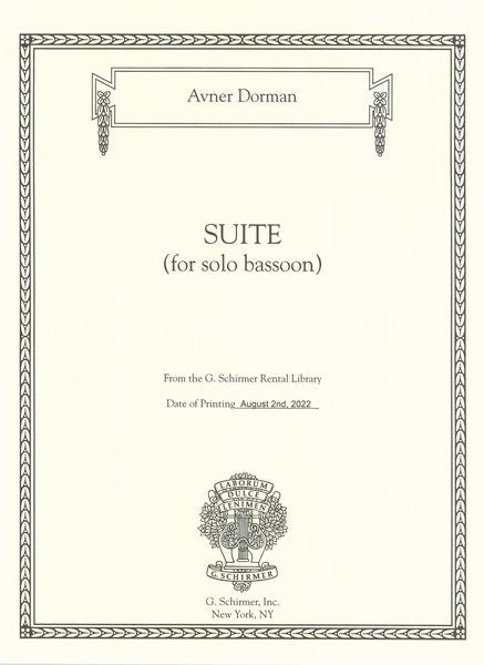 Dorman: Suite for Solo Bassoon