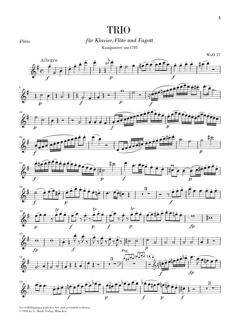 Beethoven: Trio for Piano, Flute, and Bassoon, WoO 37 – Ficks Music