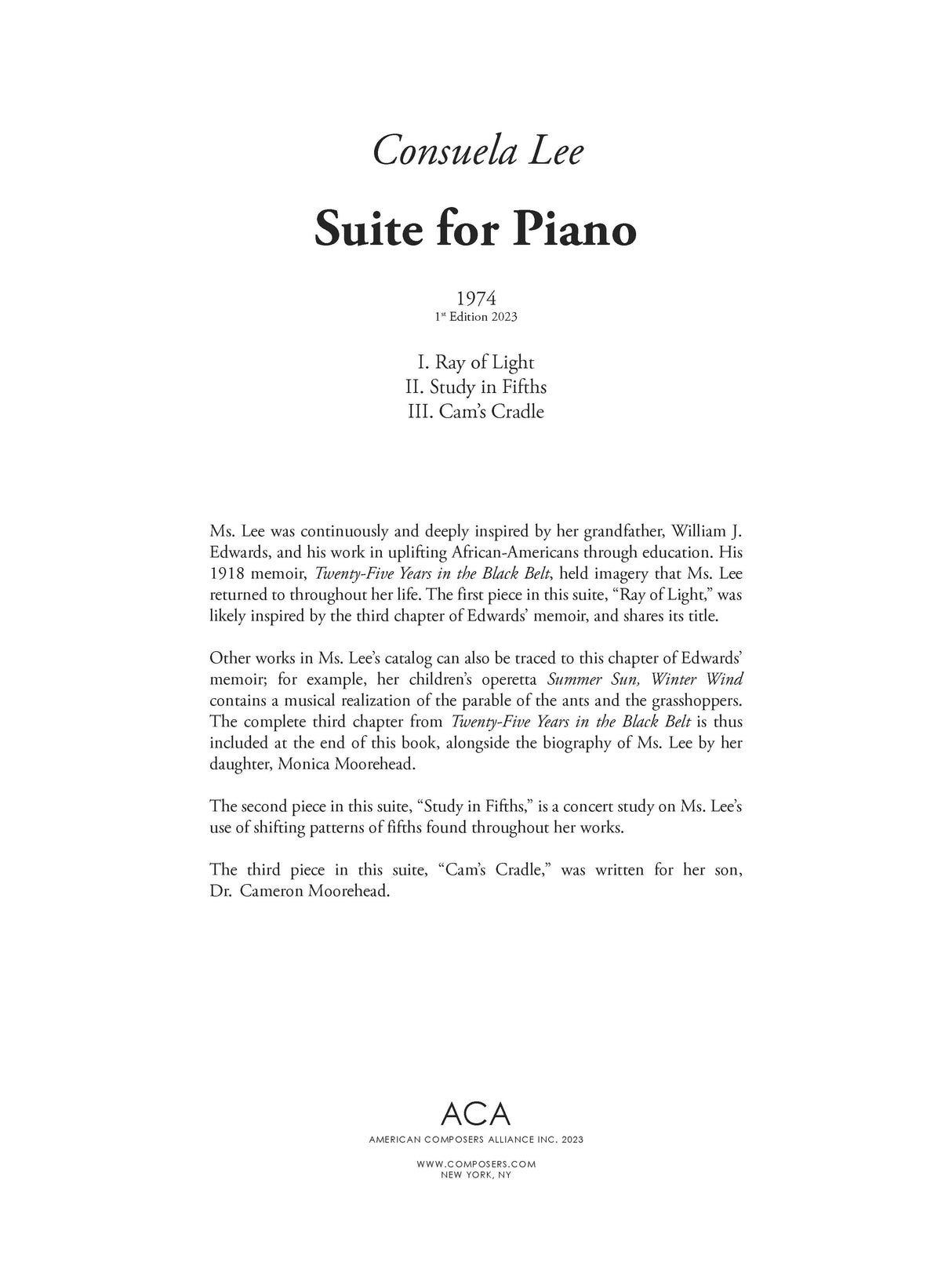 C. Lee: Suite for Piano