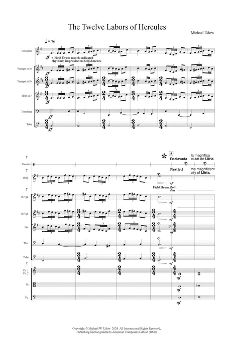 Udow: The Twelve Labors of Hercules (Version for Strings, Plucked Strings, Choir, Percussion, Brass, Steel Drums, & Narrator)