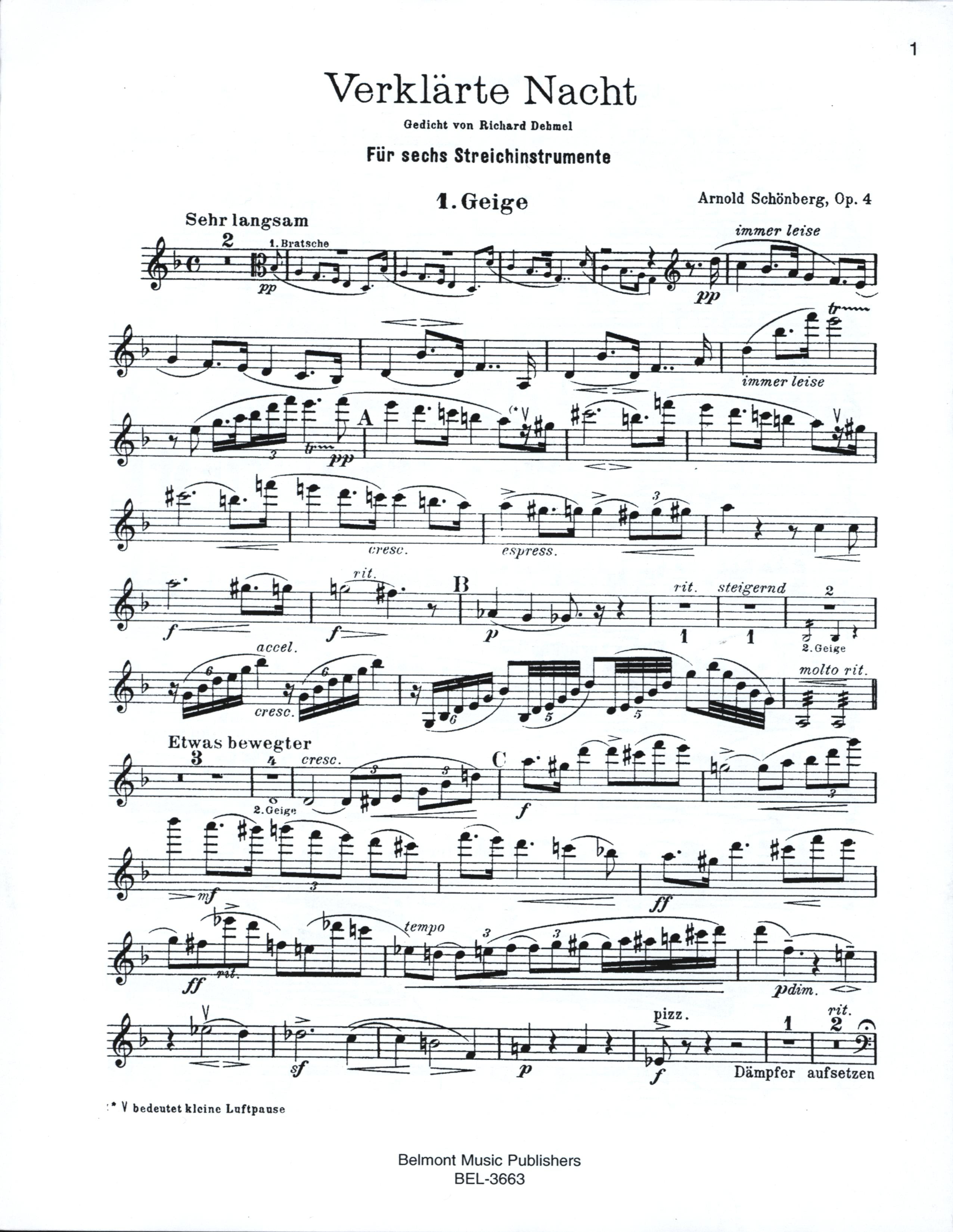 Schoenberg: Verklärte Nacht, Op. 4 – Ficks Music