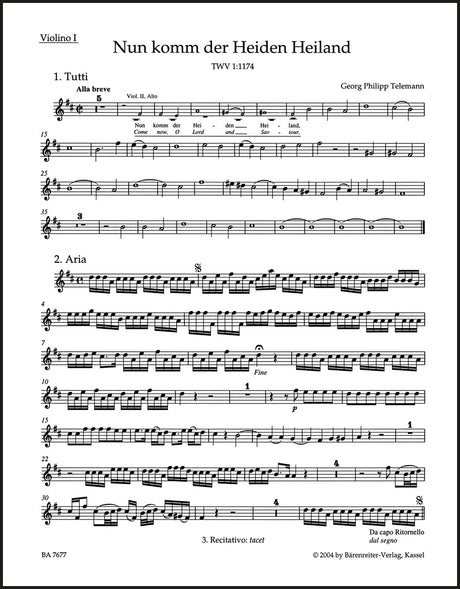 Telemann: Nun komm der Heiden Heiland, TWV 1:1174