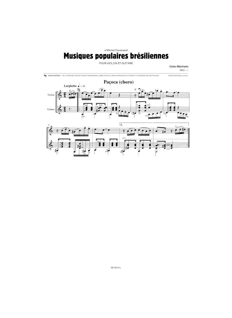 Machado: Musiques populaires brésiliennes (arr. for violin & guitar)