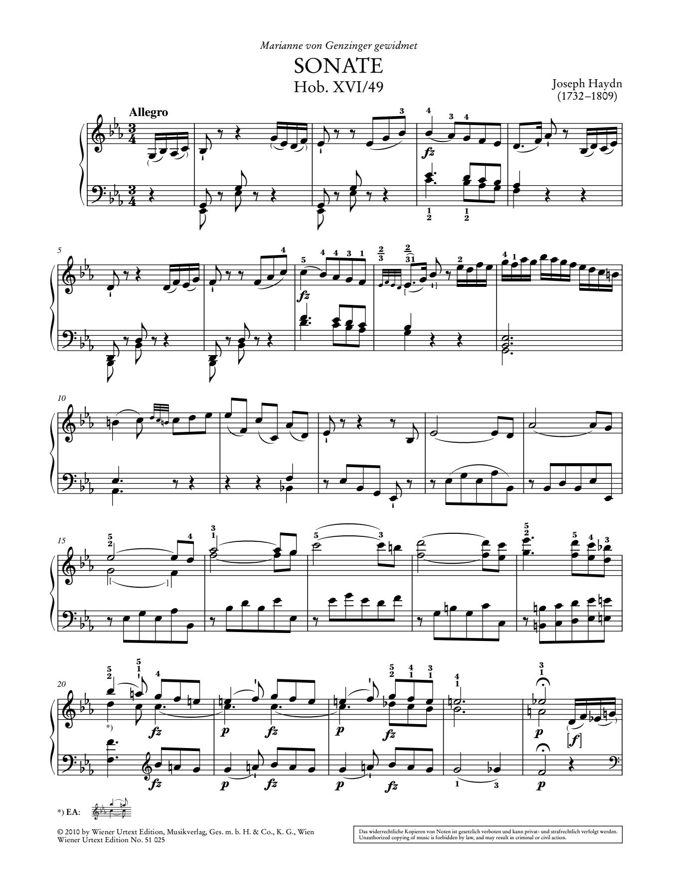 Haydn: Piano Sonata in E-flat Major, Hob. XVI:49 – Ficks Music