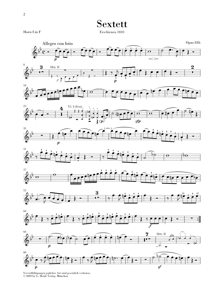 Beethoven: Sextet in E-flat Major, Op. 81b – Ficks Music