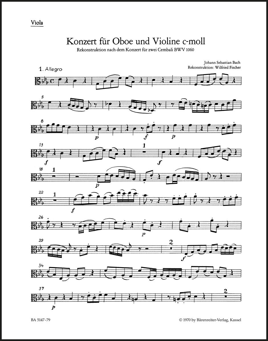 Bach: Concerto for Oboe, Violin, Strings and Basso continuo in C Minor
