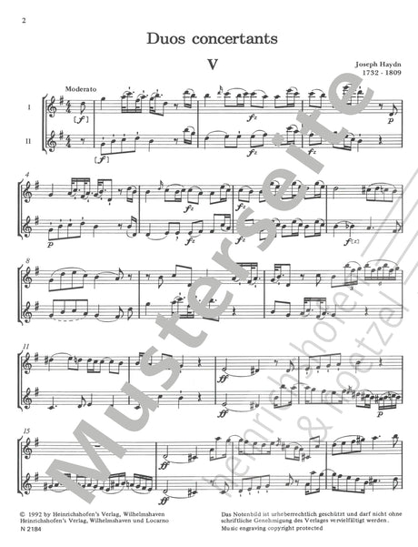 Haydn: 2 Duo concertants after Hob. III:29-30 (arr. for 2 flutes)