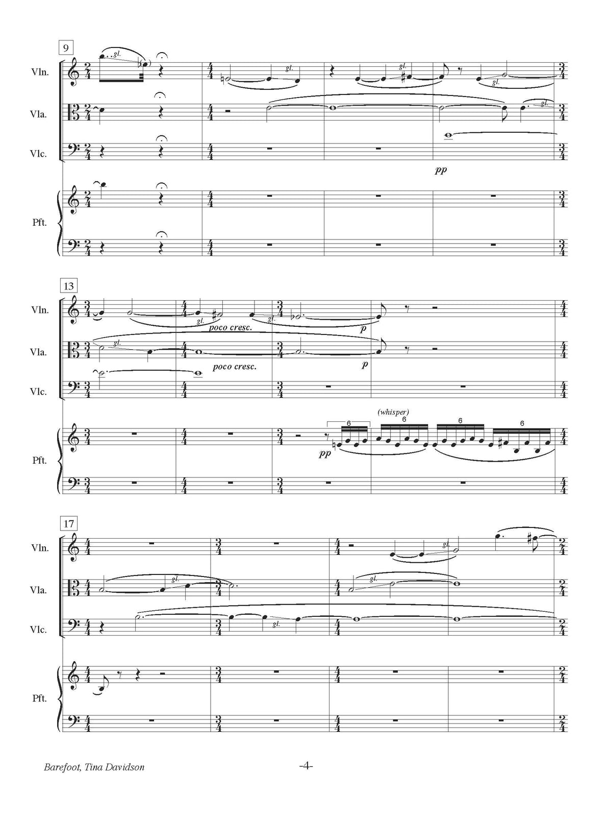 Davidson: Barefoot (Version for Piano Quartet)