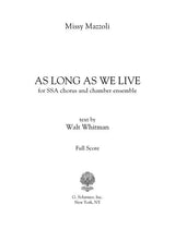Mazzoli: As Long As We Live