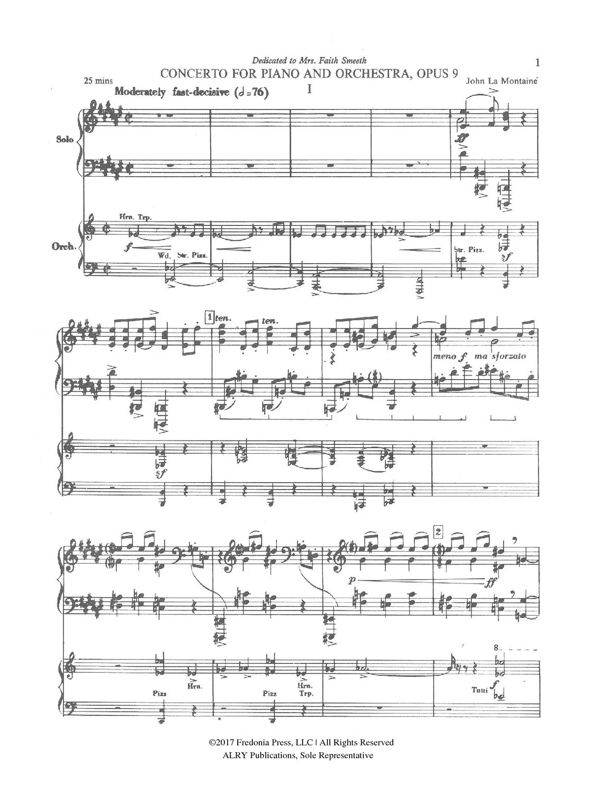 La Montaine: Piano Concerto, Op. 9