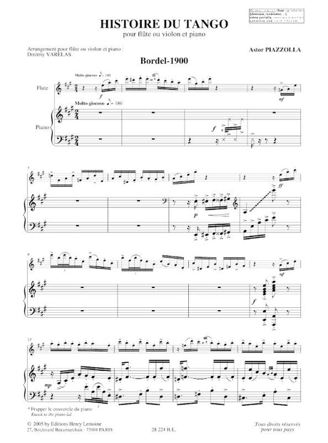 Piazzolla: Histoire du Tango (for flute/violin and piano)
