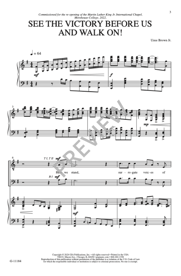 Brown: See the Victory Before Us and Walk On!