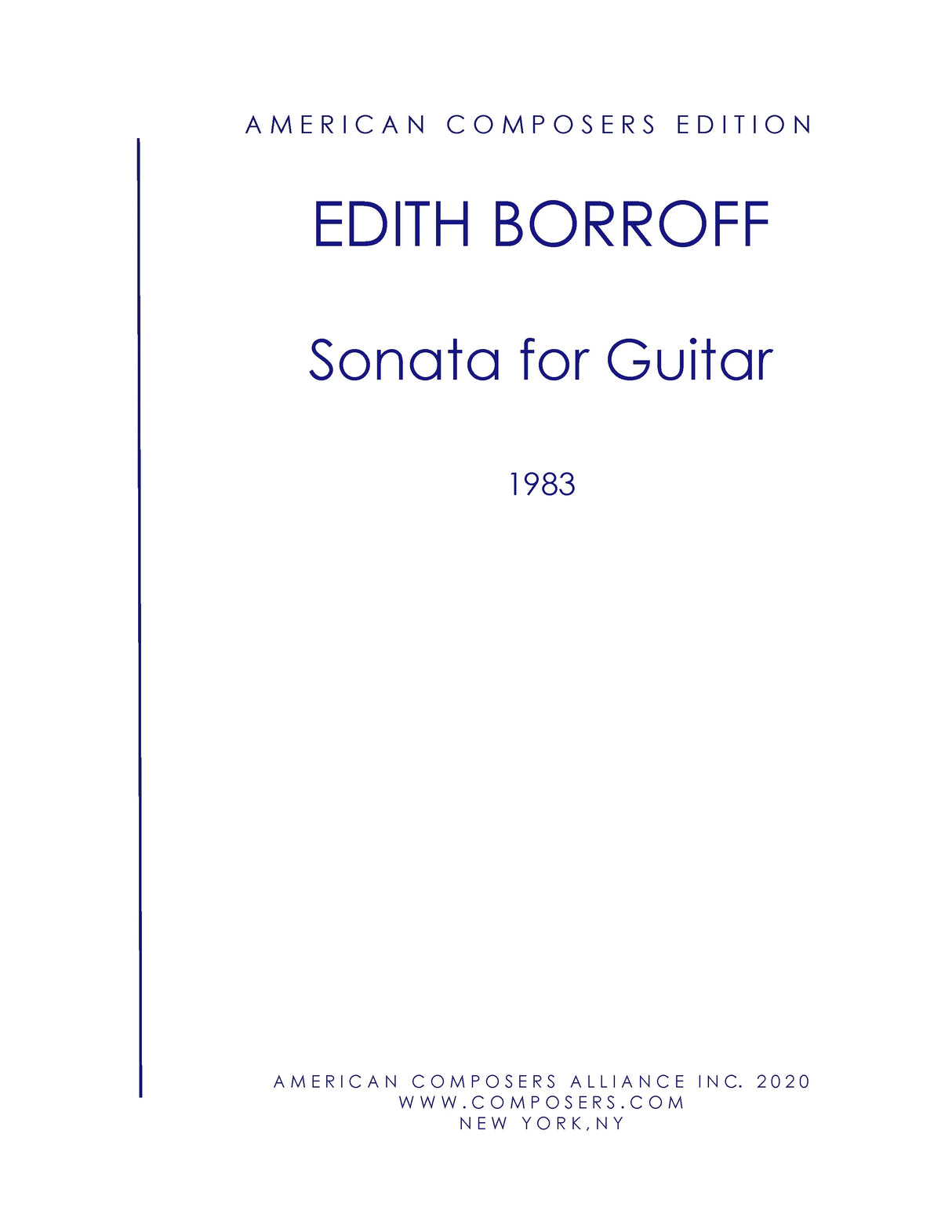 Borroff: Guitar Sonata