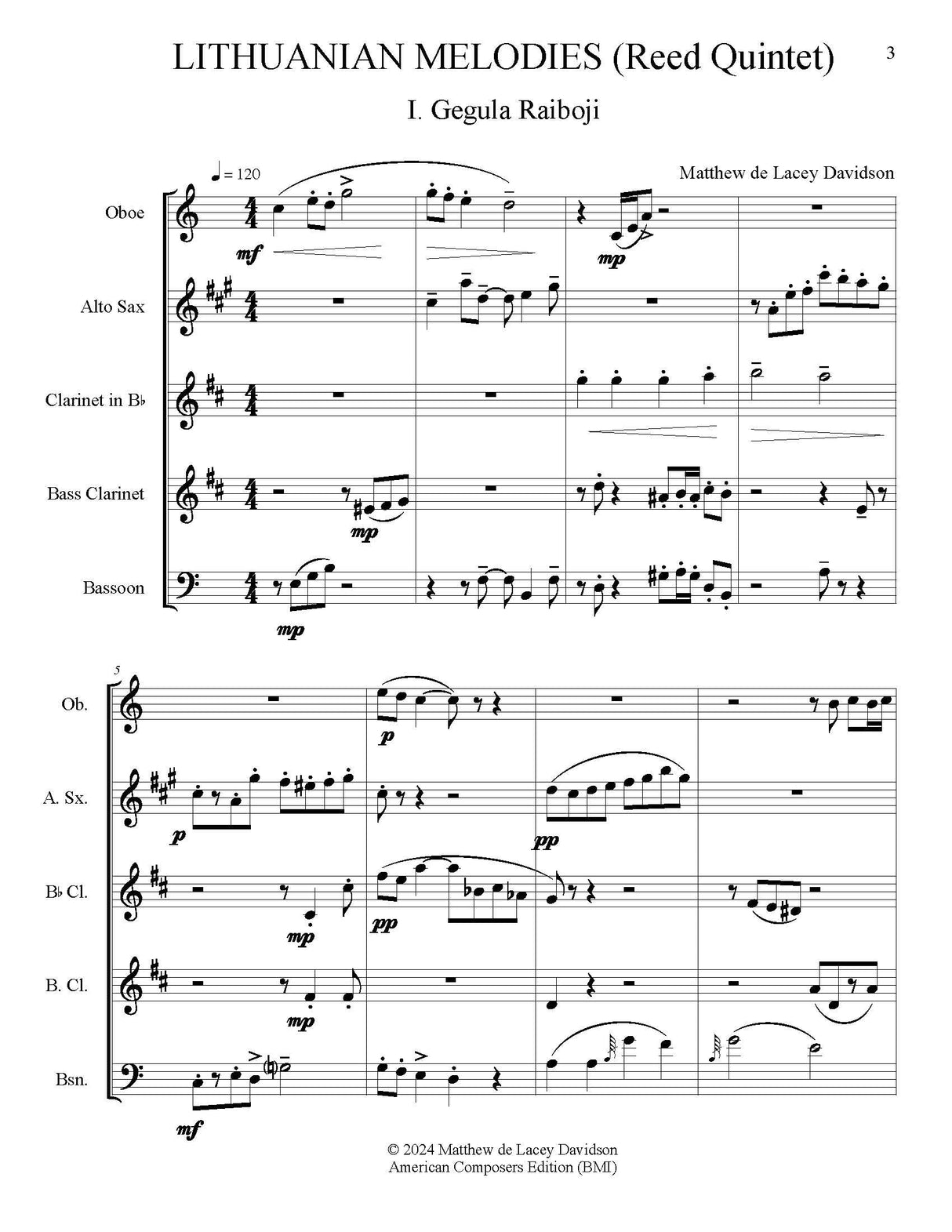 Davidson: 5 Lithuanian Melodies