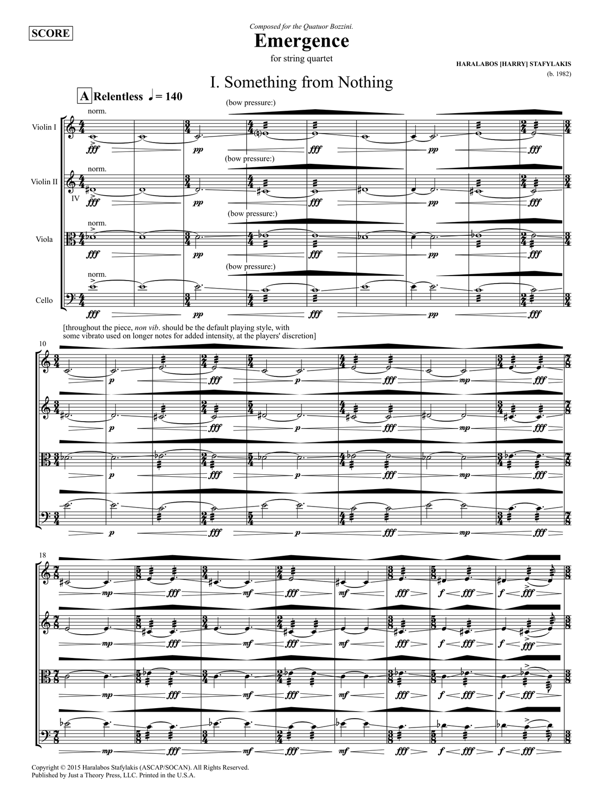Stafylakis: String Quartet No. 3 ("Emergence")
