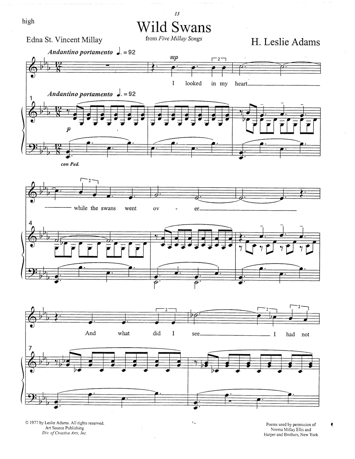 H.L. Adams: 5 Millay Songs