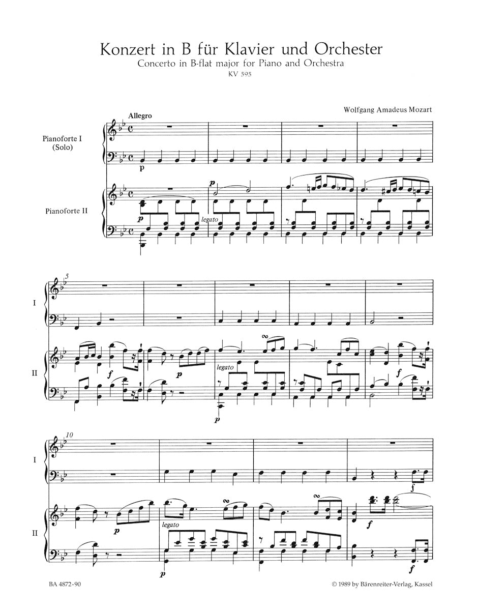 Mozart: Piano Concerto No. 27 in B-flat Major, K. 595 – Ficks Music
