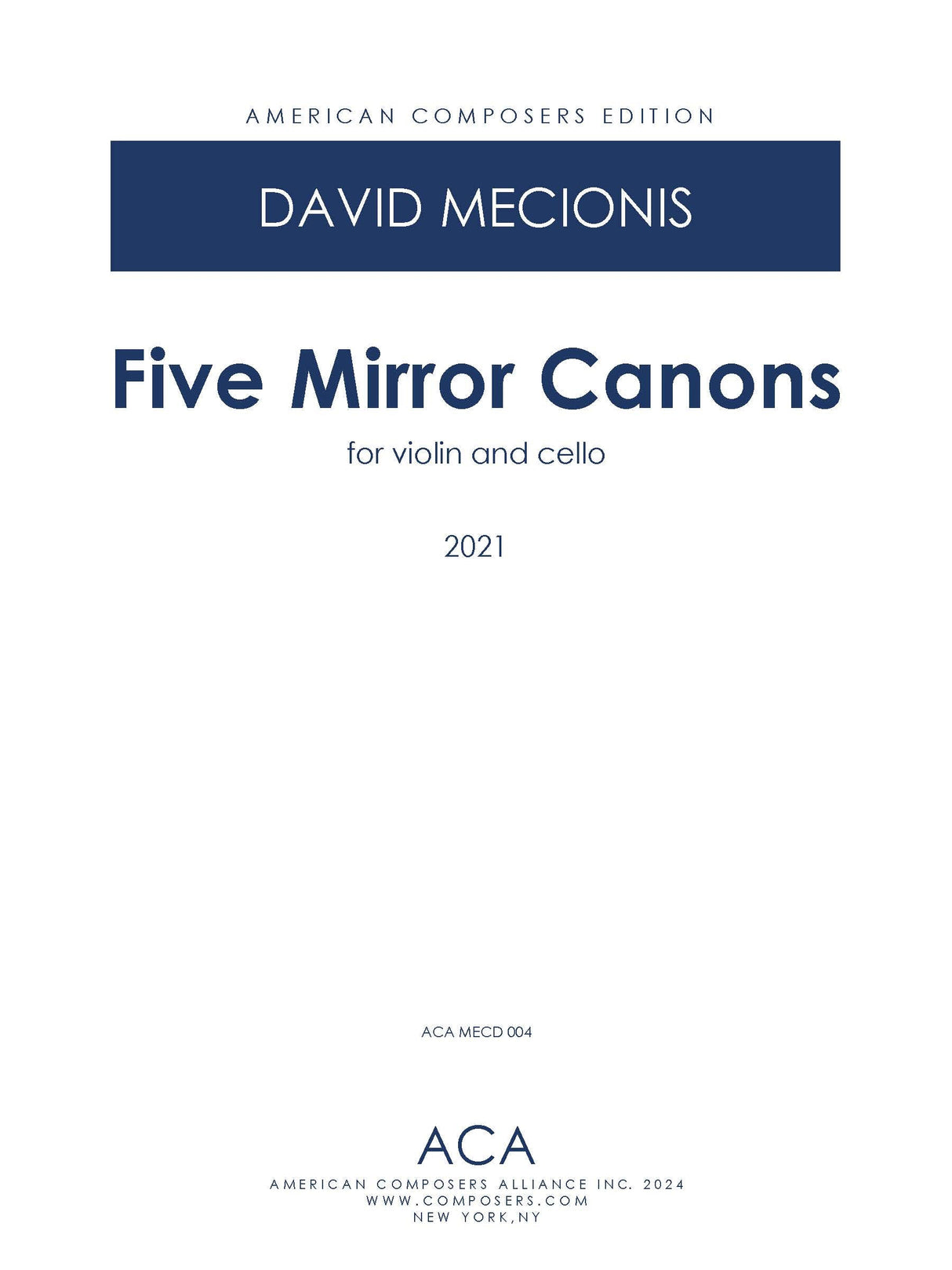 Mecionis: 5 Mirror Canons
