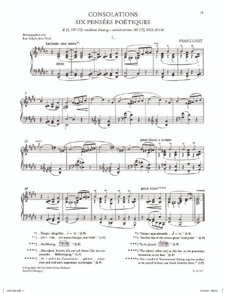 Liszt: Consolations