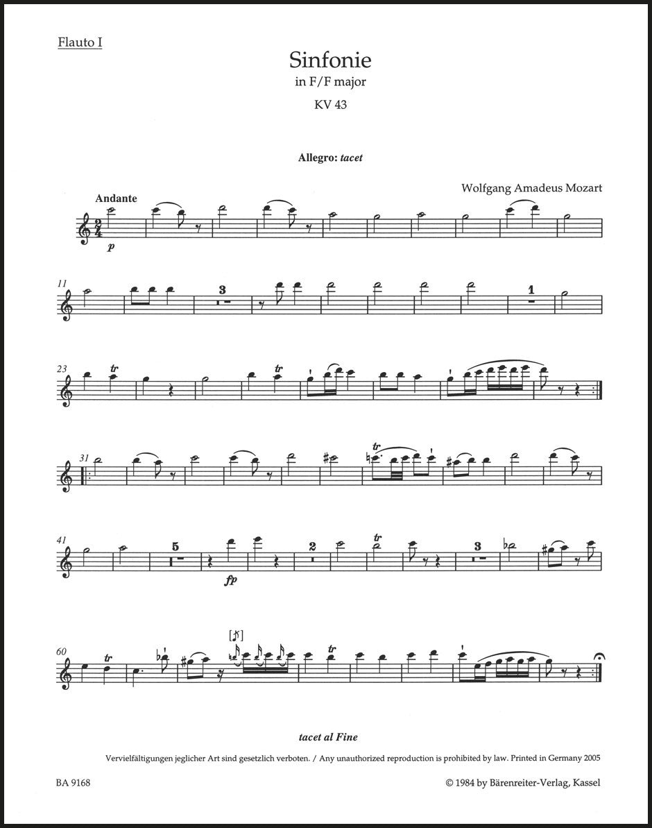 Mozart: Symphony No. 6 in F Major, K. 43 – Ficks Music