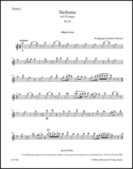 Mozart: Symphony No. 6 in F Major, K. 43