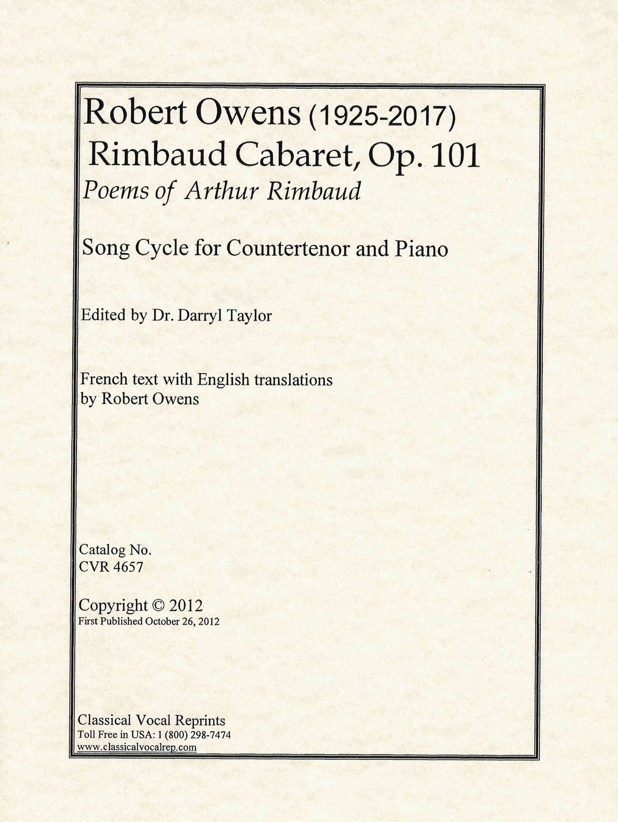 Owens: Rimbaud Cabaret, Op. 101