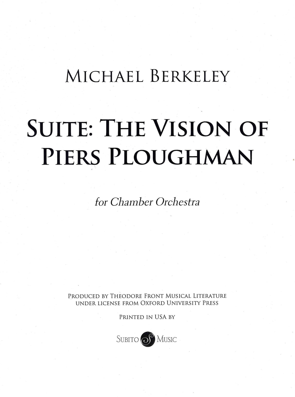 M. Berkeley: Suite - The Vision of Piers Ploughman