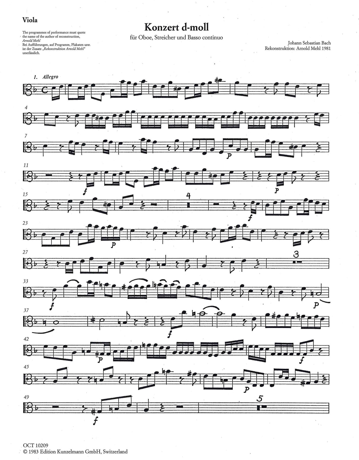 Bach: Oboe Concerto in D Minor, BWV 1059R