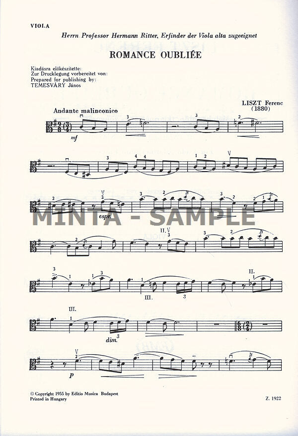 Liszt: Romance oubliée (arr. for viola/clarinet & piano)
