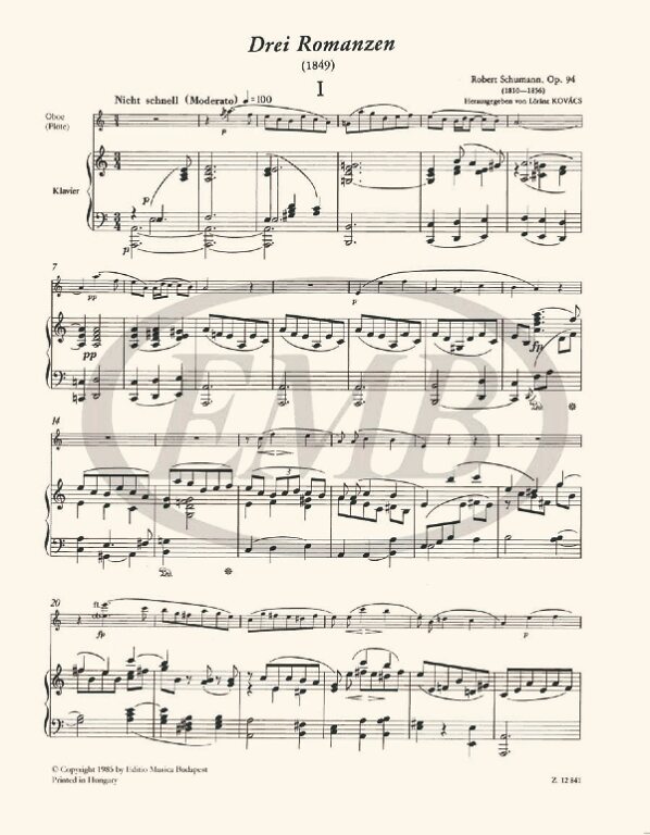Schumann: 3 Romances, Op. 94 (for oboe or flute)