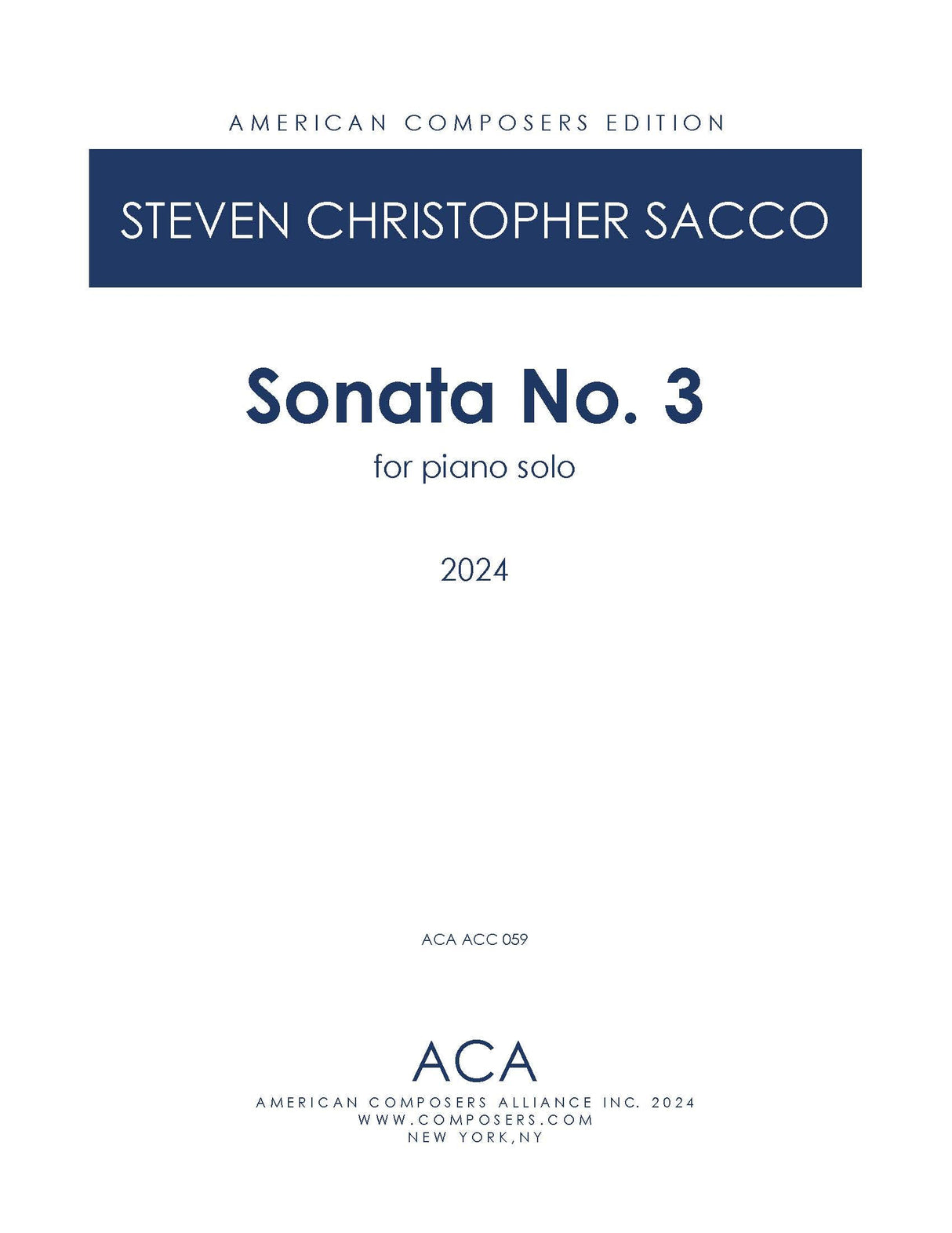 Sacco: Piano Sonata No. 3