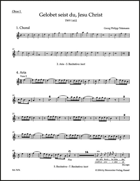 Telemann: Gelobet seist du Jesu Christ, TWV 1:612