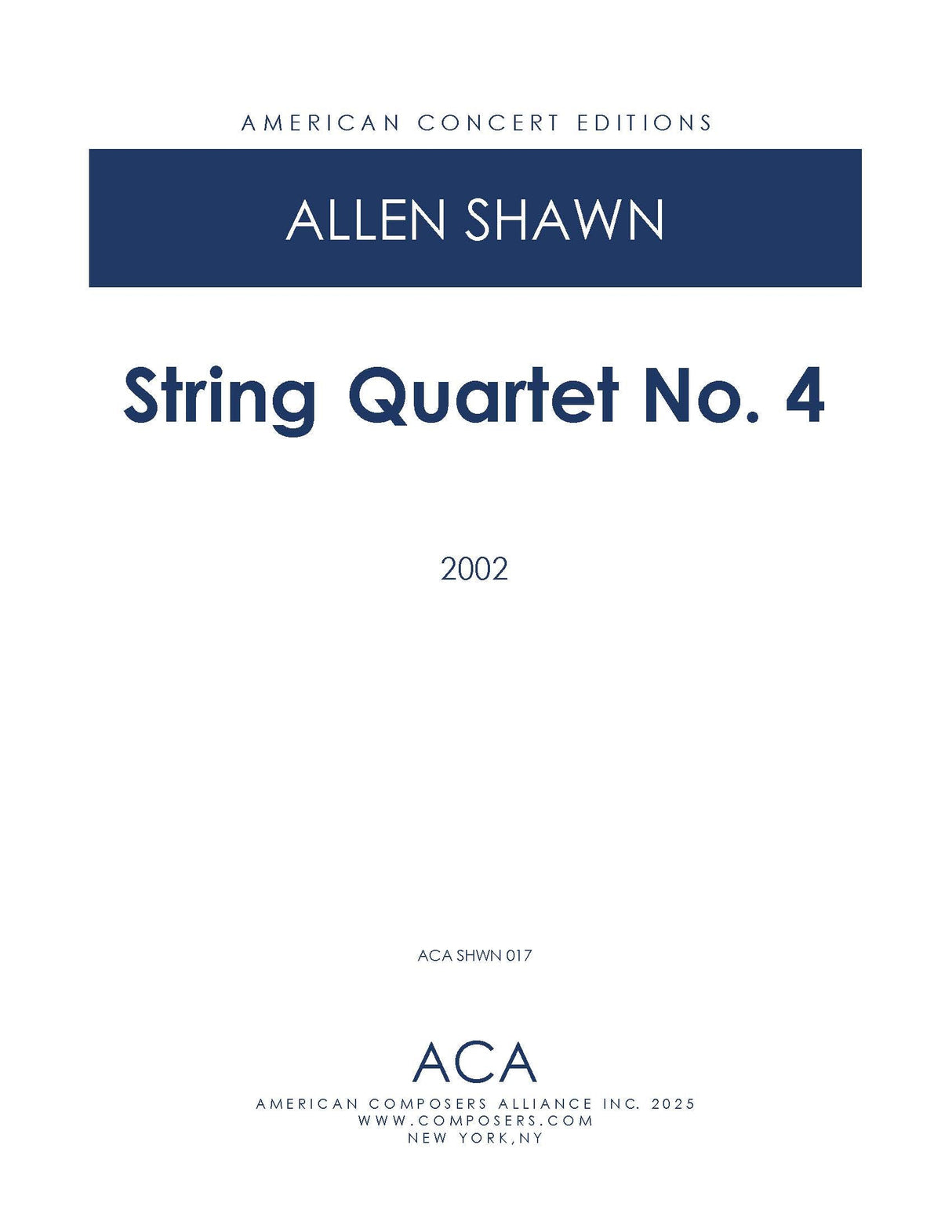 Shawn: String Quartet No. 4